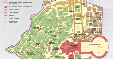 Mappa della Città del Vaticano con indicazione dei servizi principali