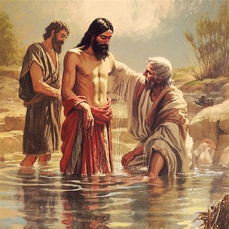 Gesù viene battezzato da San Giovanni Battista nel fiume Giordano