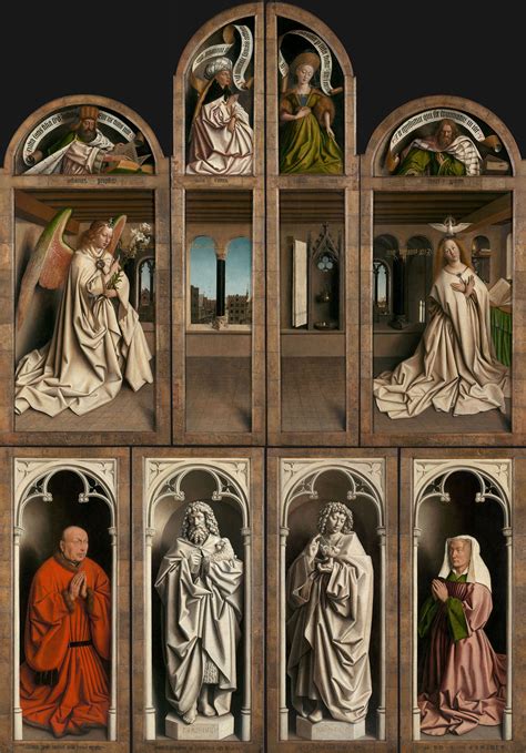 Foto del Polittico dell'Agnello Mistico aperto nella Cattedrale di San Bavone