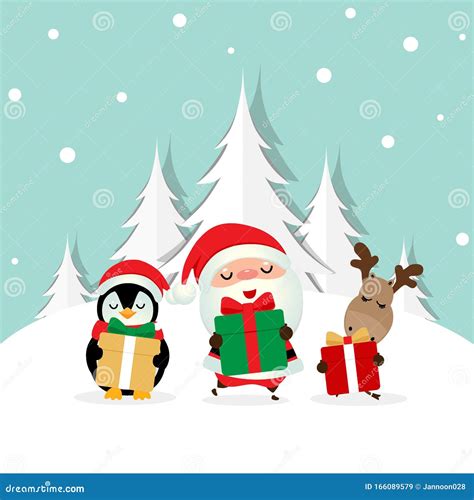 Illustrazione di un evento natalizio con Babbo Natale e partecipanti sorridenti