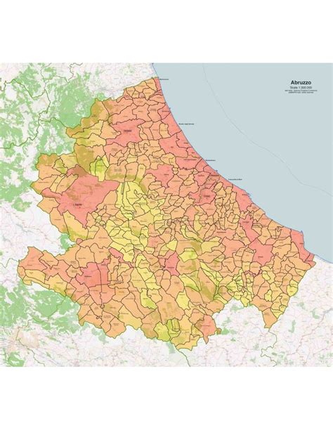 Mappa schematica dell'Abruzzo con evidenziata l'area montana di Villa Santa Maria e i comuni circostanti