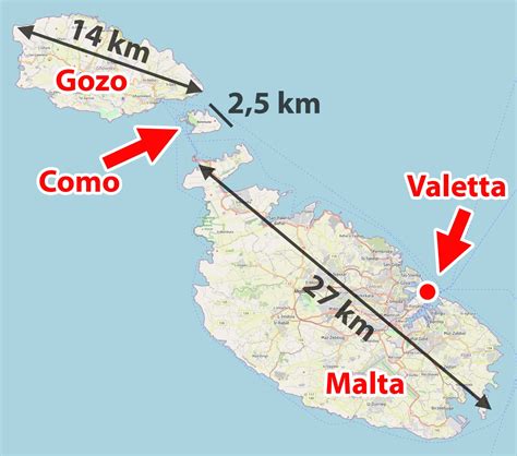 Mappa dell'arcipelago maltese con evidenziata l'isola di Gozo