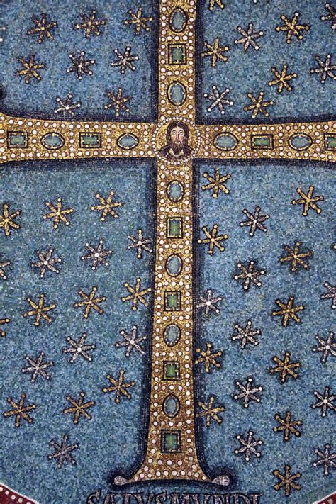 Raffigurazione di un mosaico antico con la croce gemmata.