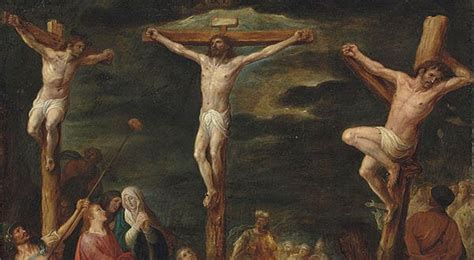 Dettaglio di un'icona raffigurante il buon ladrone che parla con Gesù sulla croce
