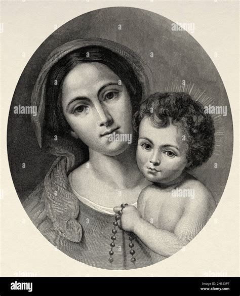 Illustrazione della Vergine Maria con Gesù Bambino