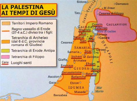 Mappa della Terra Santa con i luoghi biblici principali