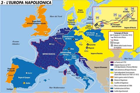 Mappa dell'Italia e delle principali campagne napoleoniche menzionate nel romanzo