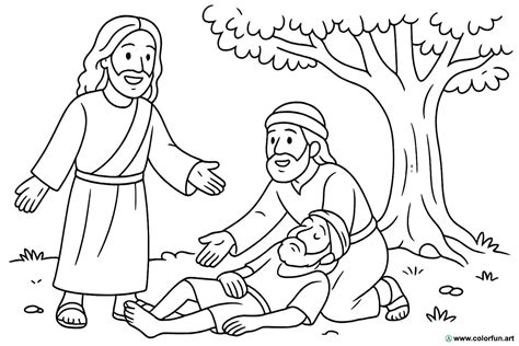 Scena del lebbroso samaritano che ringrazia Gesù