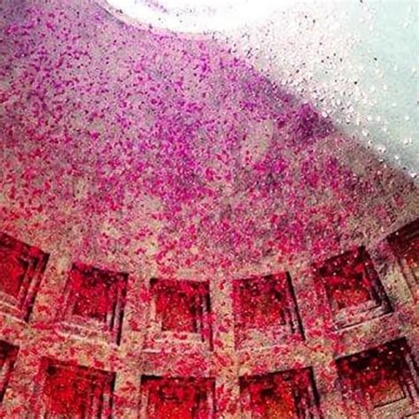 fotografia di petali di rosa che piovono dall'oculus del Pantheon durante la Pentecoste