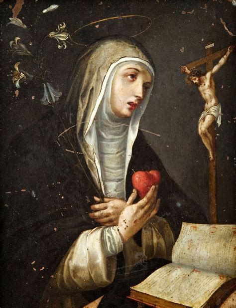 Ritratto di Santa Caterina da Siena con una croce in mano