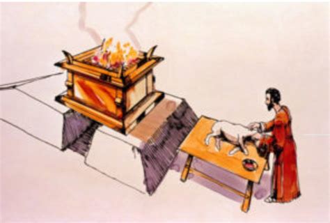 Antico sacerdote levitico che offre un sacrificio