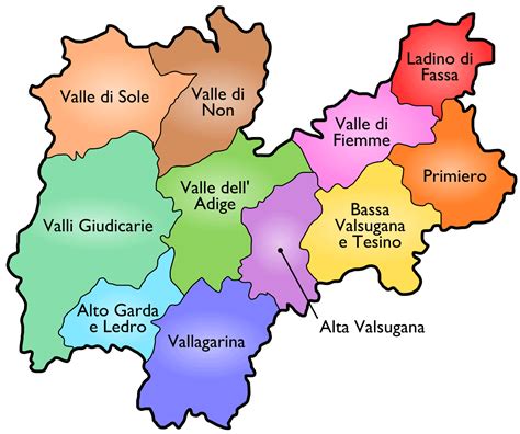 Mappa della provincia autonoma di Trento con i confini dell'arcidiocesi evidenziati