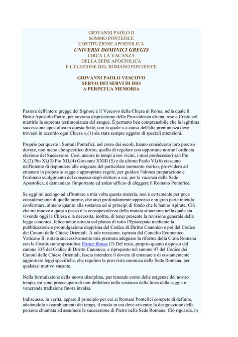 Schema comparativo delle regole Conclave Ubi Periculum e Universi Dominici Gregis
