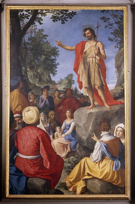 Illustrazione di Giovanni Battista nel deserto che predica e battezza