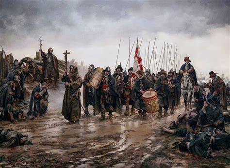 Illustrazione storica del miracolo di Empel durante la guerra delle Fiandre
