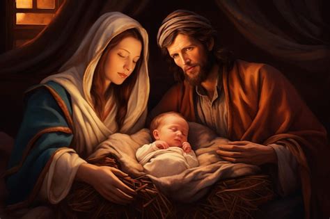 Natività di Gesù con Maria, Giuseppe e il bambino in una mangiatoia