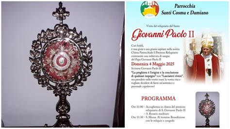 Foto di un reliquiario contenente il sangue di San Giovanni Paolo II