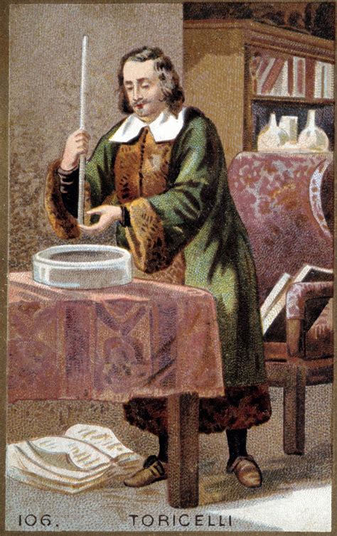 Ritratto di Evangelista Torricelli con dettagli sui suoi strumenti scientifici
