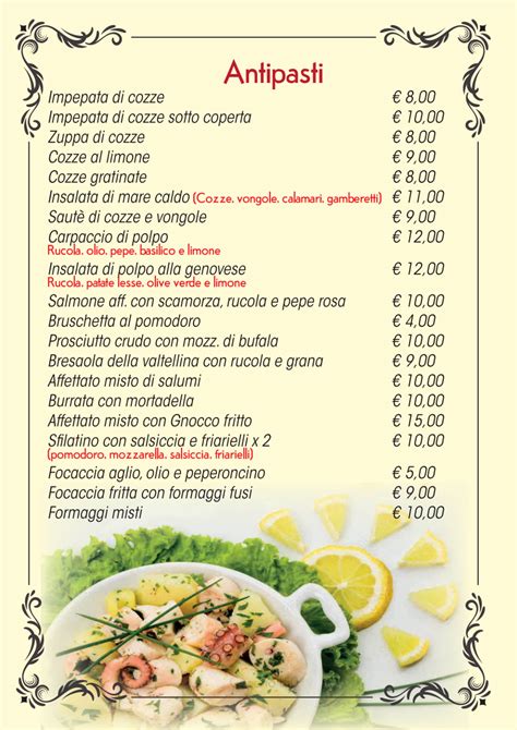 Foto di un menù tradizionale gigliese o tavola imbandita con piatti tipici