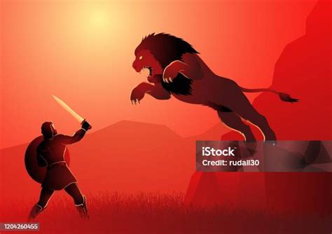 Illustrazione di Eracle che lotta contro il Leone di Nemea