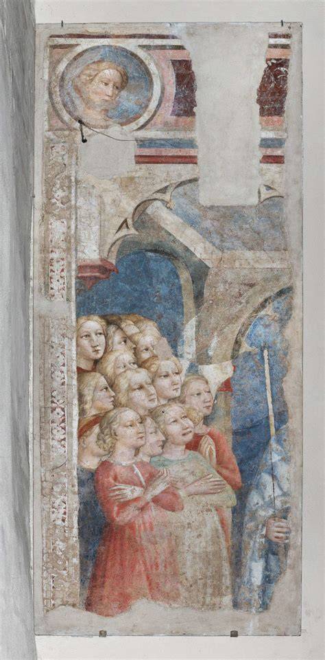 Illustrazione o affresco della leggenda della Madonna di Rimini e del pastore