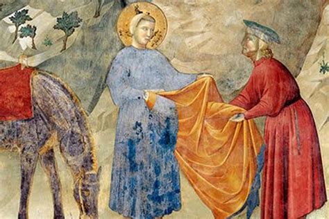 Affresco di Giotto: San Francesco dona il mantello a un povero