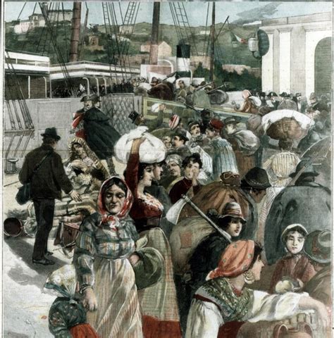 Illustrazione storica di emigranti valdesi in viaggio verso l'America.