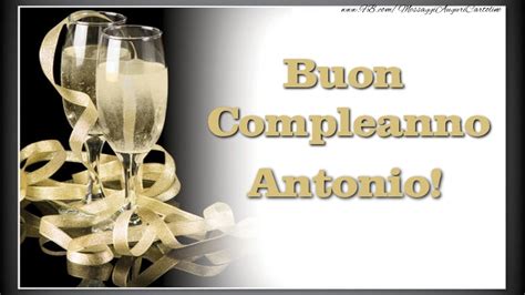 Cartolina d'auguri stilizzata con il nome Antonio e elementi festivi