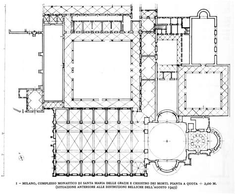 Pianta della Chiesa di Santa Maria delle Grazie con indicazione di navate, presbiterio e tribuna