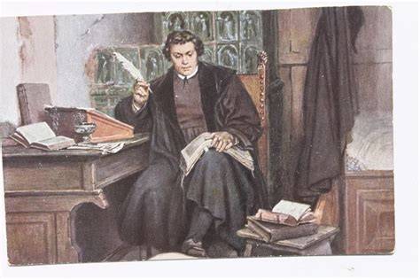Illustrazione di Martin Lutero mentre traduce la Bibbia al Castello di Wartburg