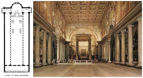 Interno della Basilica di Santa Maria in Trastevere con le tre navate