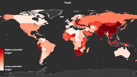 Mappa mondiale dell'inquinamento luminoso con indicazione delle zone più colpite