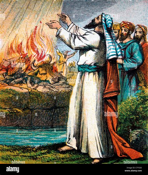 Illustrazione del Monte Carmelo con figure bibliche come il profeta Elia