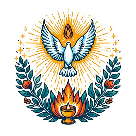 rappresentazione dello Spirito Santo come una fiamma o una colomba con una bussola