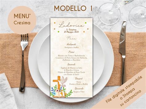 Illustrazione di un menù personalizzato per una cresima in agriturismo