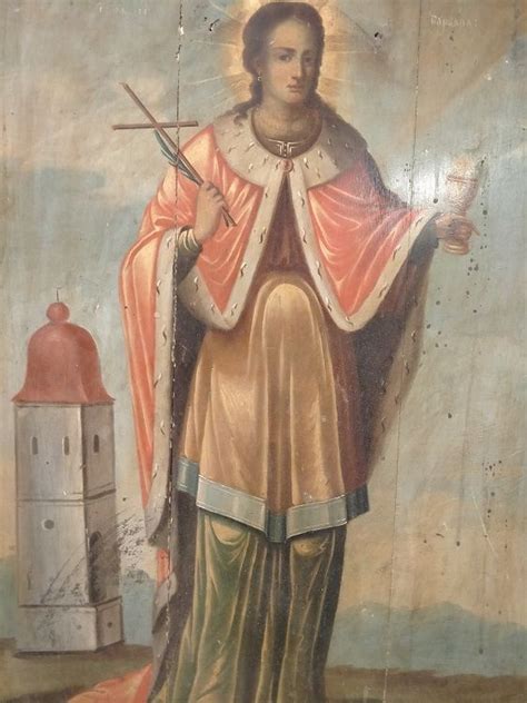 Affresco o illustrazione raffigurante Santa Barbara nella torre con tre finestre