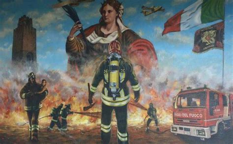 Dipinto di Salvatore Tricarico raffigurante Santa Barbara patrona dei Vigili del Fuoco