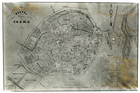 Mappa storica di Crema con indicazione di Porta Ripalta e della posizione della chiesa