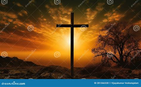 Illustrazione della croce cristiana o di un ulivo in un paesaggio mediterraneo
