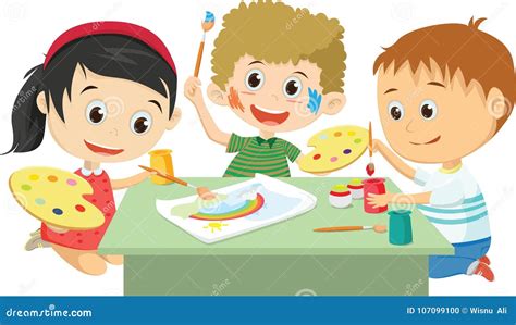 Illustrazione colorata di bambini e ragazzi che disegnano e incollano figure su un poster, con un Gesù sorridente che offre una ricetta.