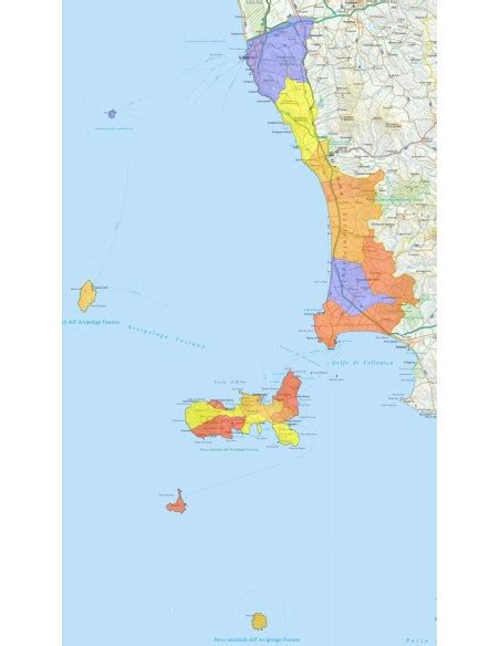 Mappa territoriale della Provincia di Livorno con evidenziati i confini diocesani e i comuni