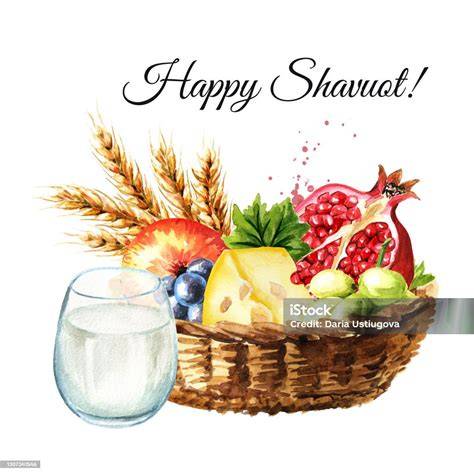 illustrazione della festa ebraica di Shavuot con mietitura e primizie