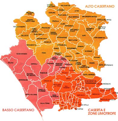 Mappa della provincia di Caserta con evidenziati i comuni con fioristi