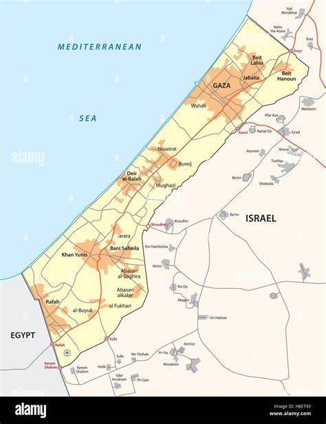 Mappa della Striscia di Gaza con indicazione delle aree colpite dal conflitto