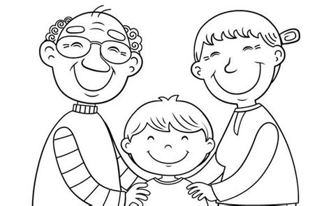Disegno di nonni che abbracciano il nipotino