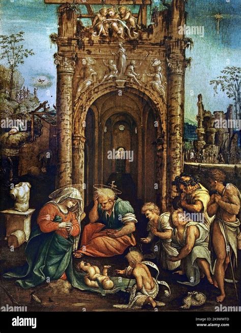 Incisione storica della Natività, stile rinascimentale