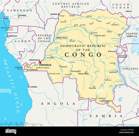 Mappa dell'Africa con indicazione di Congo e Ruanda