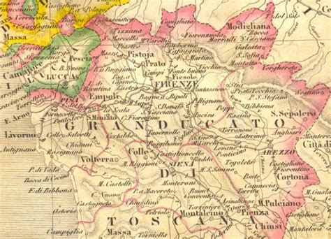 Mappa storica o schematica che mostra i confini tra Granducato di Toscana e Stato Pontificio lungo il Tevere