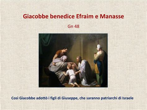 Illustrazione di Giacobbe che benedice Efraim e Manasse, incrociando le braccia