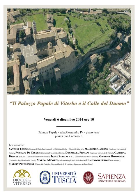 Illustrazione storica del Palazzo Papale di Viterbo con i cardinali e il tetto rimosso